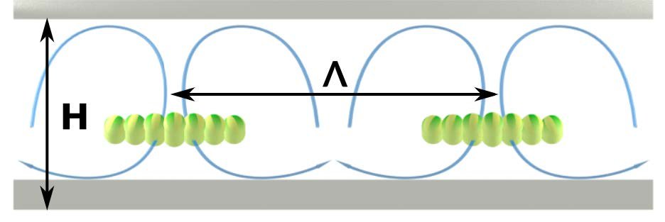 The cluster spacing is set by fitting two convection rolls next to each other