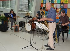 Theo Geisel (in the front) and his band in the Max Planck Institute for Dynamics and Self-Organization