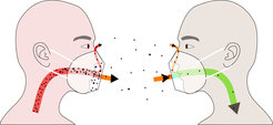 Masks that do not fit tightly at the edges allow air to enter and exit, especially at the nostrils, but also at the cheeks. But even ill-fitting masks still significantly reduce the risk of infection.